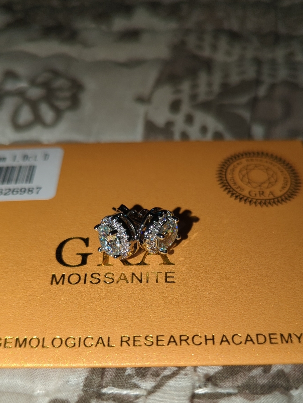 GRA Moissanite Halo Stud Earrings - Sparkling White